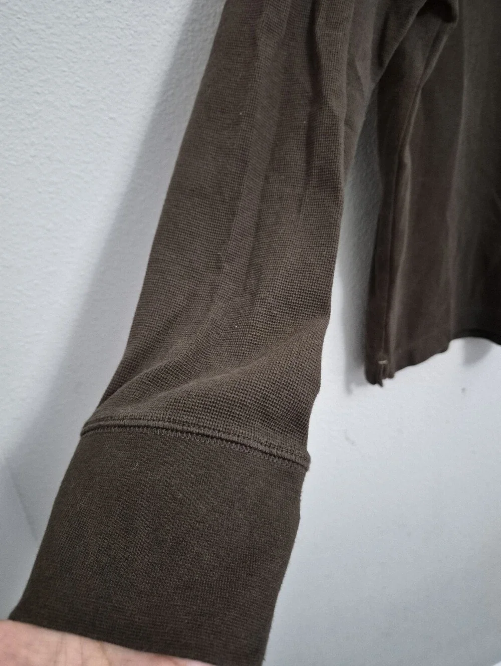 Banana Republic Waffle Long Sleeve Polo Brown Men Large
